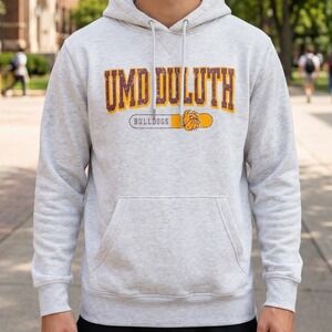 Rivalry Threads UMD Duluth Bulldogs Hoodie Mens Heather Grey Mascot Pullover L